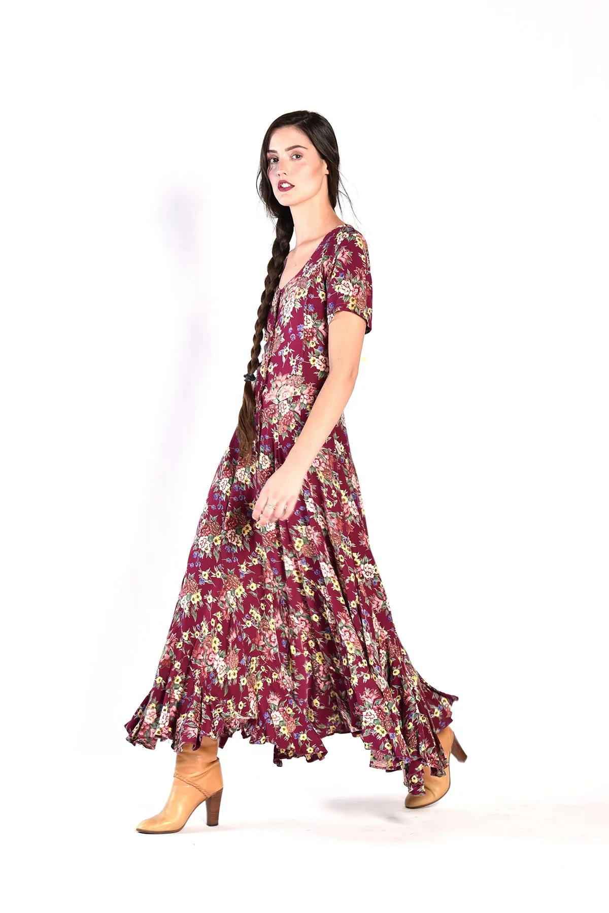 Alice Bias Cut Floral Maxi Dress w/ Flared Hem