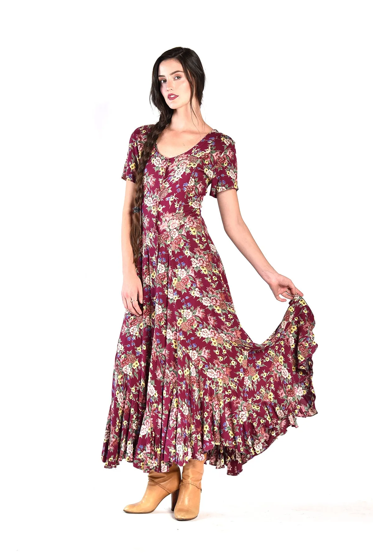 Alice Bias Cut Floral Maxi Dress w/ Flared Hem
