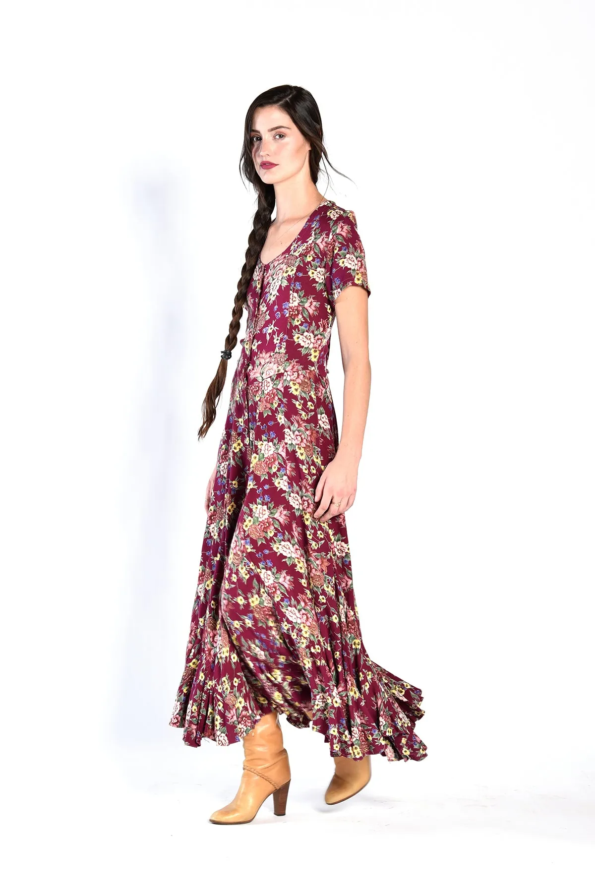 Alice Bias Cut Floral Maxi Dress w/ Flared Hem