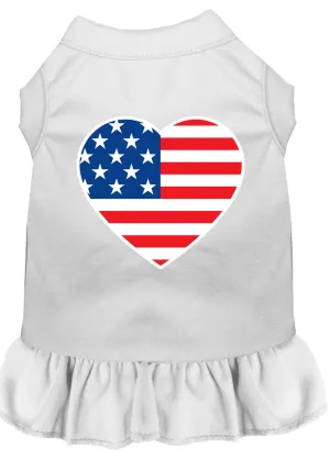 American Flag Heart Screen Print Dress White Xxxl