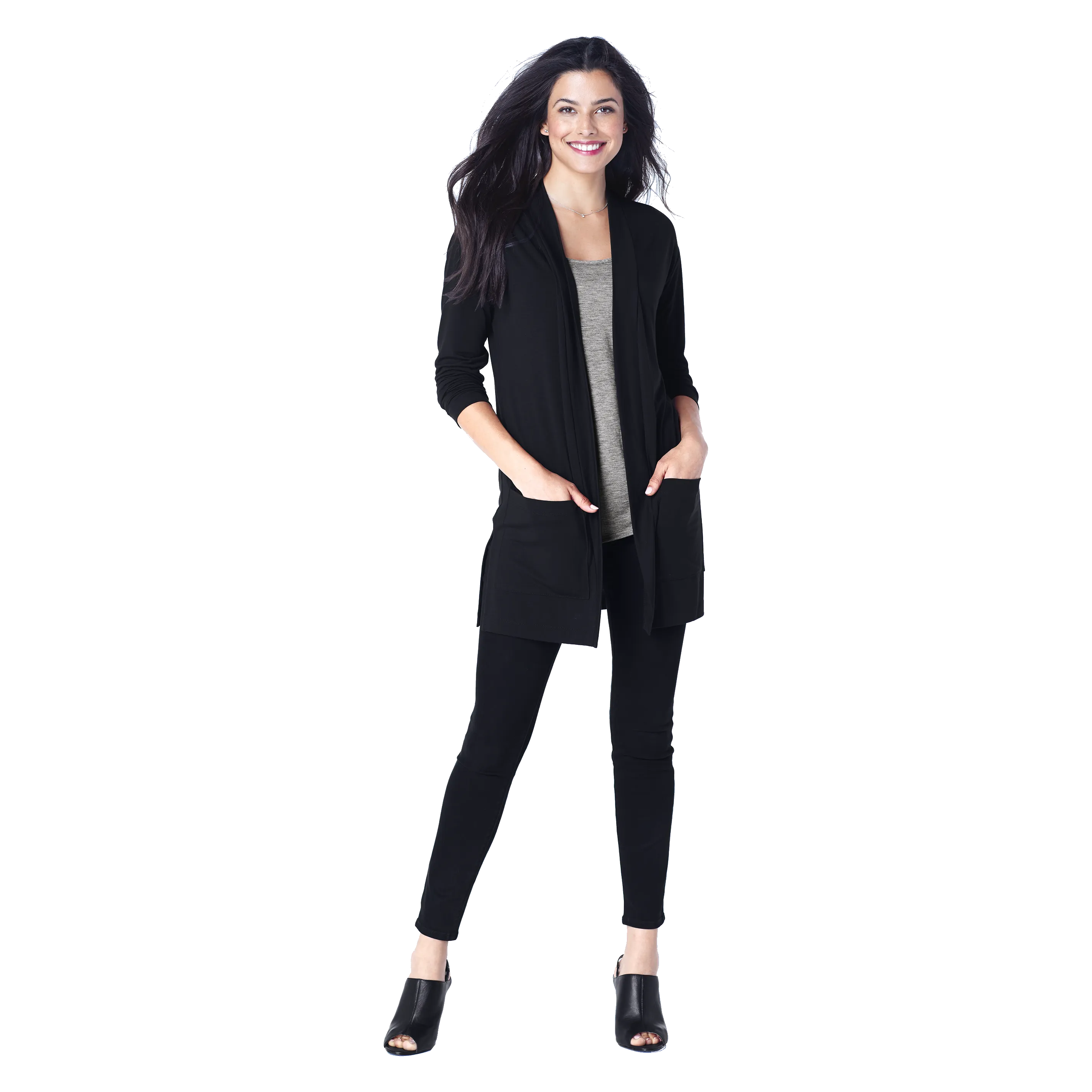 B2045 Ladies Concept Long Pocket Cardigan