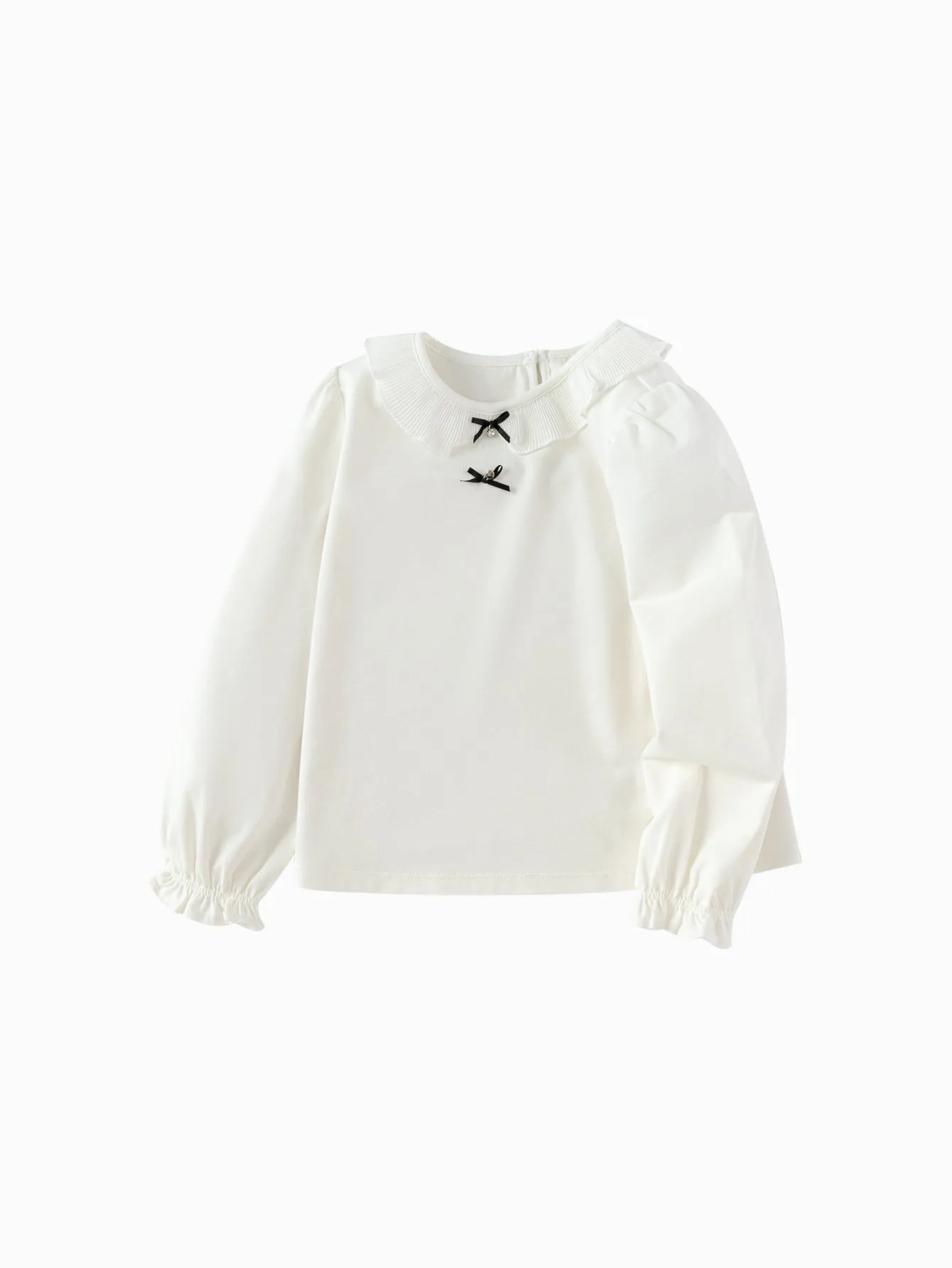 Balabala Children's Clothing Girls Long Sleeve T-Shirt 2025 Spring New Fashion Bow Tie