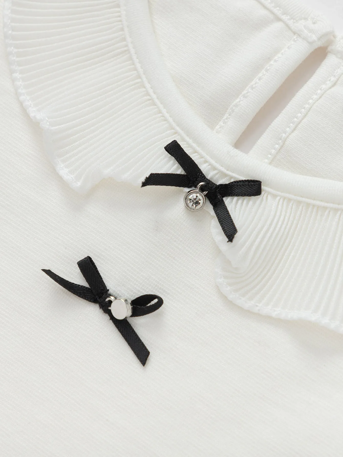 Balabala Children's Clothing Girls Long Sleeve T-Shirt 2025 Spring New Fashion Bow Tie