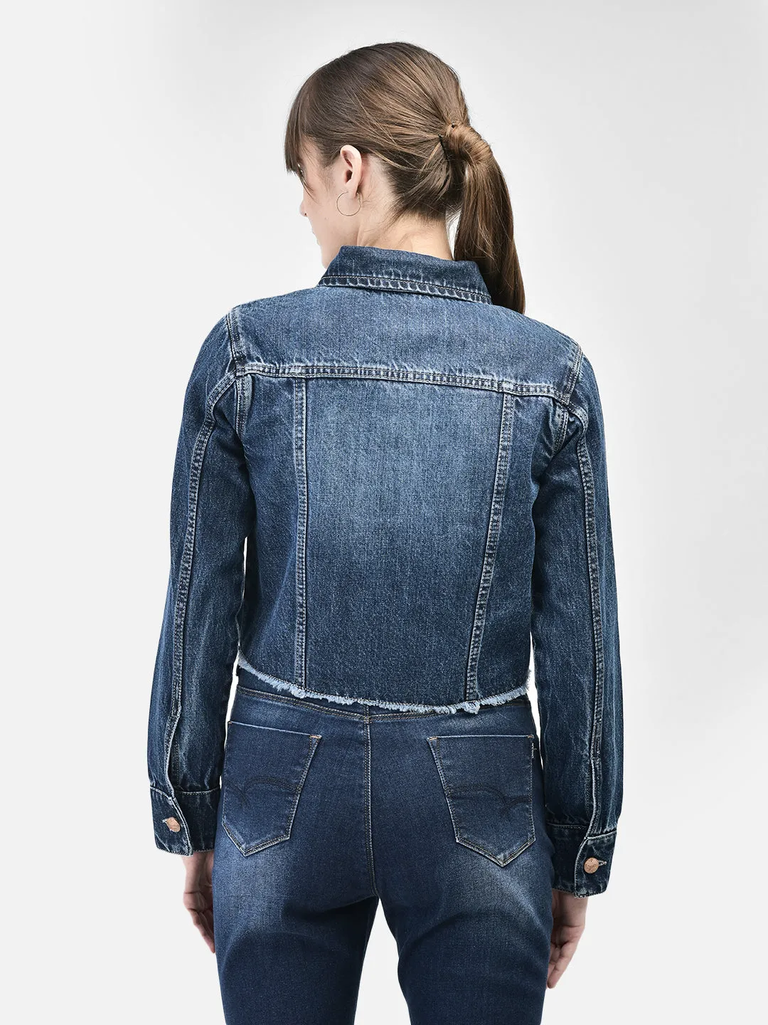 Blue Cropped Denim Jacket
