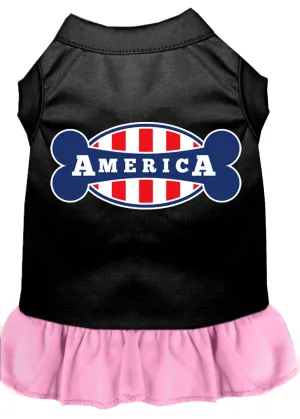 Bonely In America Screen Print Dress Black With Light Pink Lg