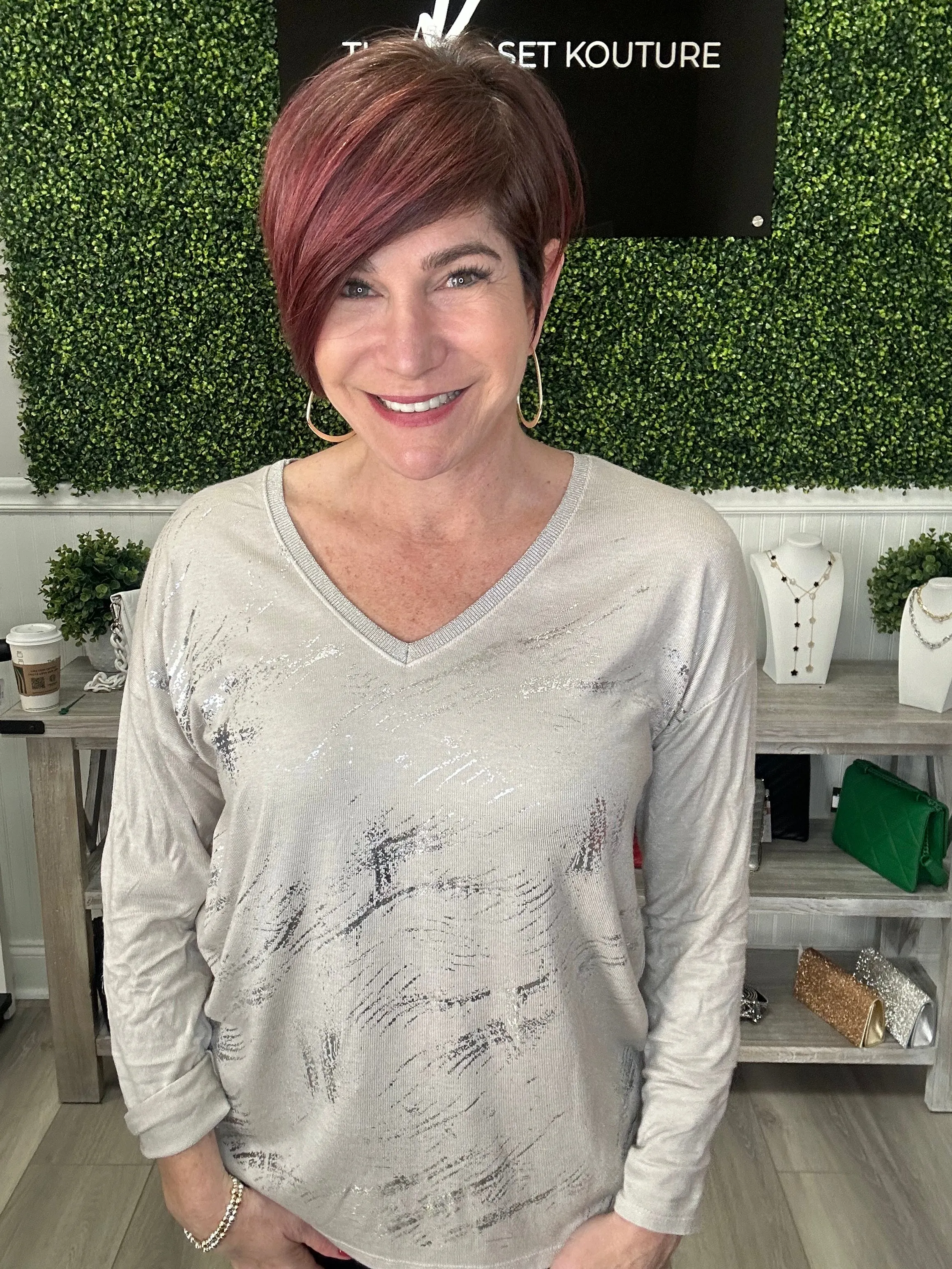 Breanna Brushed Foil Top