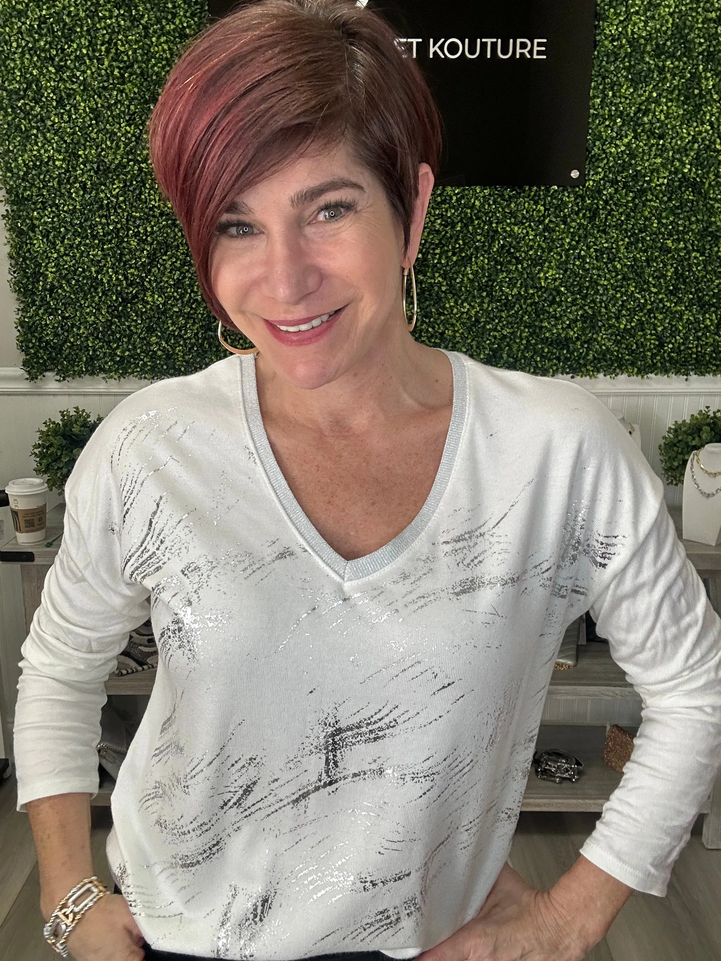 Breanna Brushed Foil Top