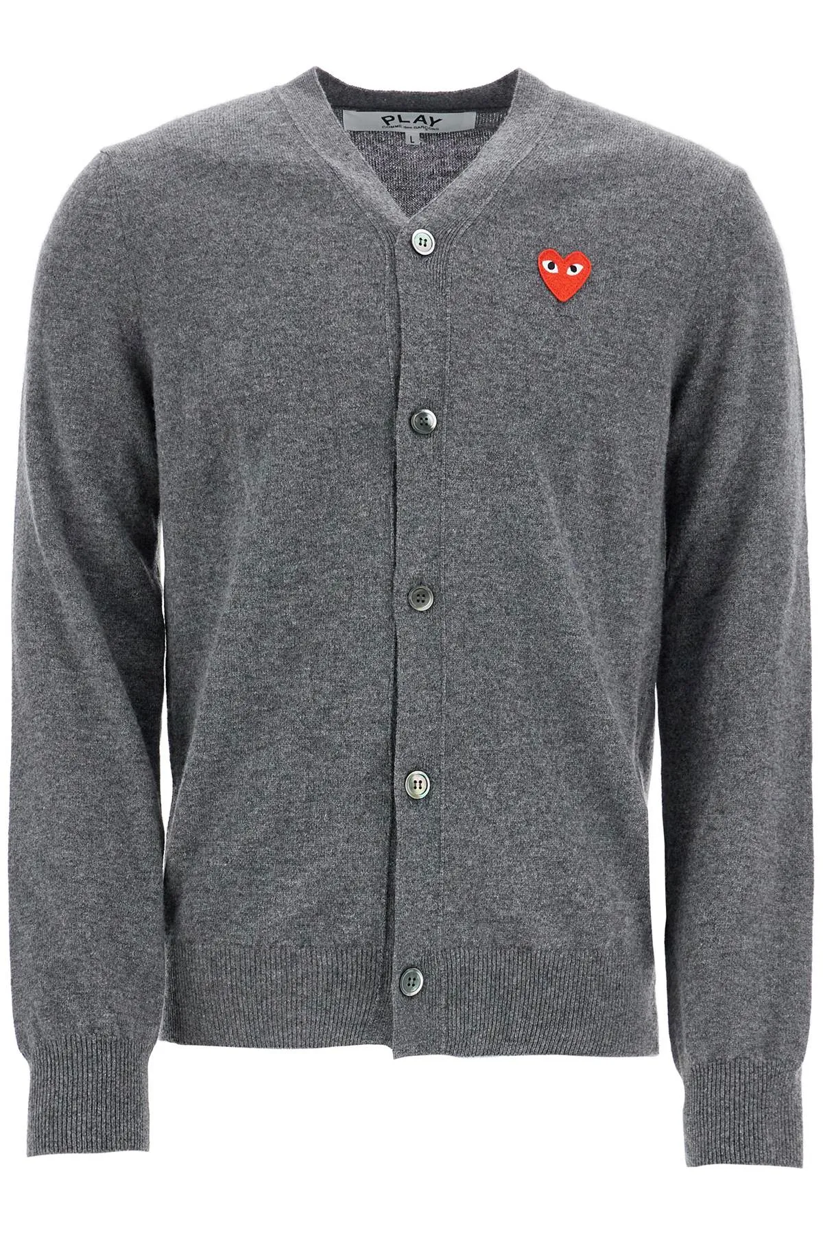 cardigan unisex in lana grigio con logo cuore AX N008 051 MED GRAY