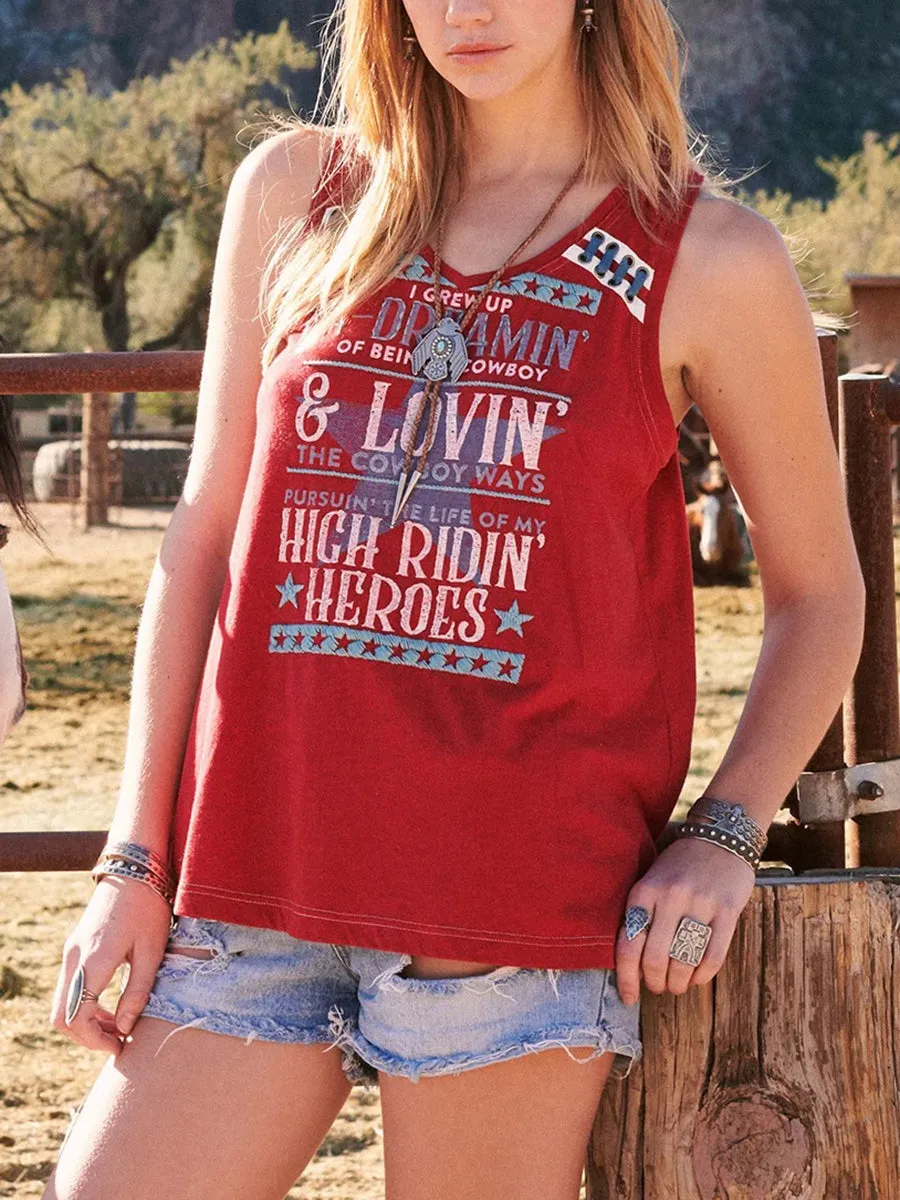 Casual Letter Printed Sleeveless T-Shirt