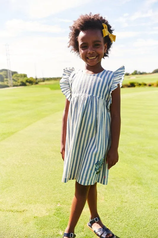 Cotton Sarita Dress - Blue Stripe