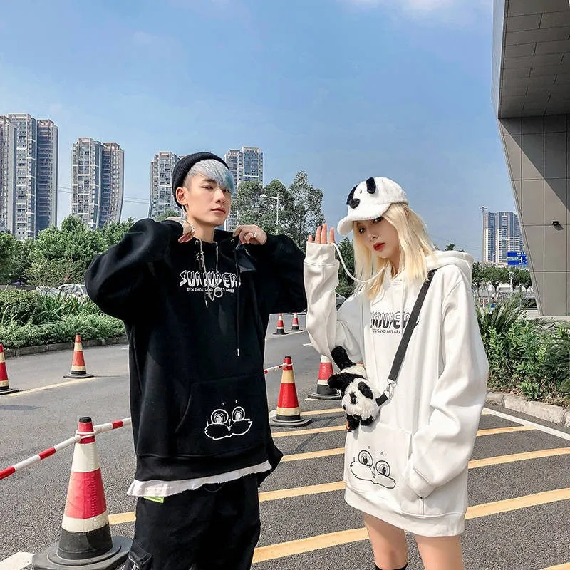 Cozy Street Vibes: Cartoon Bunny Ears Letter Print Hoodie - Your Go-To for Urban Comfort and Style! 🐰🌟