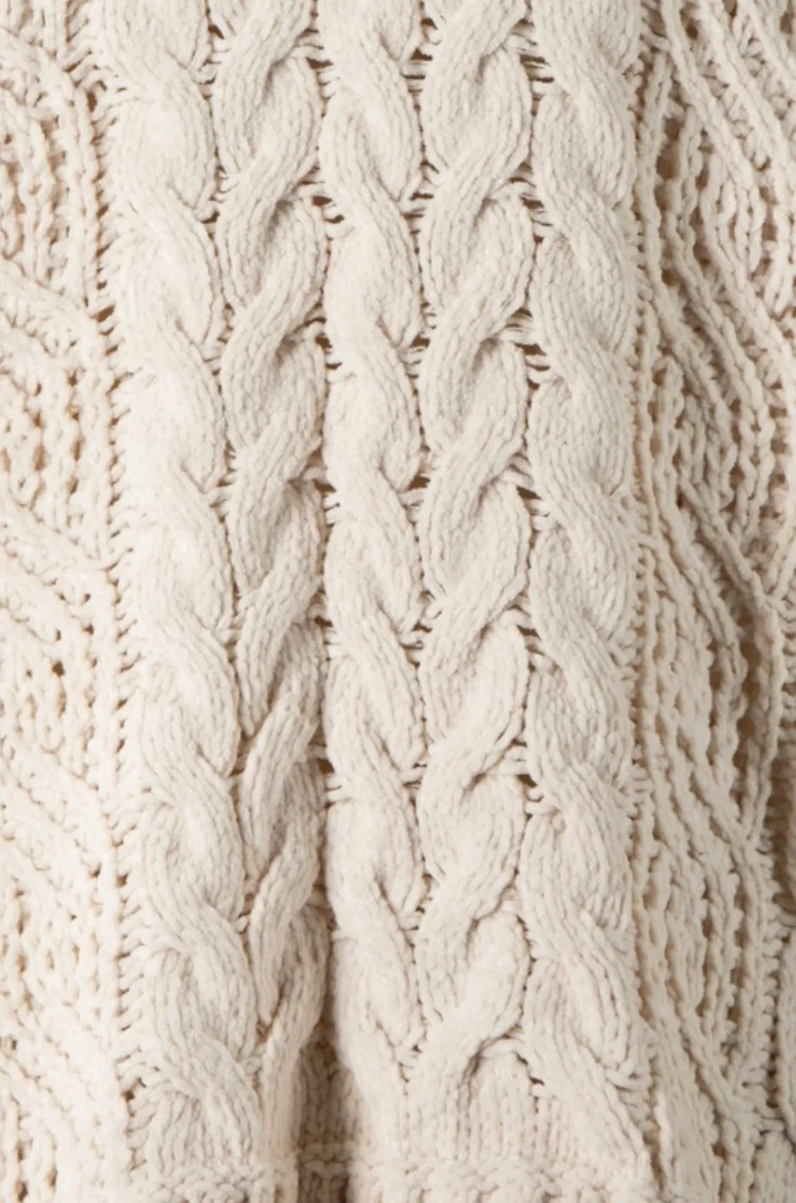 Cream Cable Knit Pull On Sweater