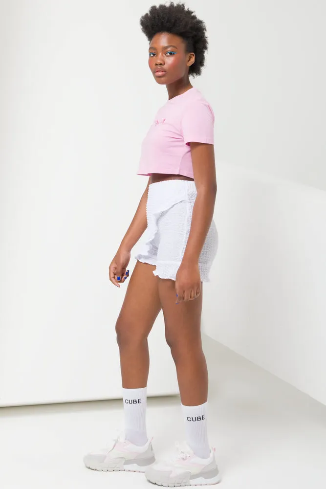 Crop Top With Graphic Mid Pink