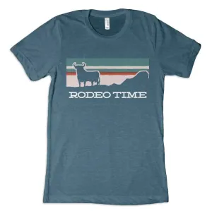 Dale Brisby Unisex T-Shirt Rodeo Time Sunset Teal/Cream T-125