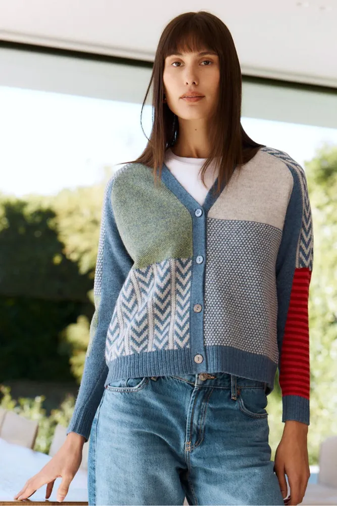 Denim Textured Cardigan  LD & Co