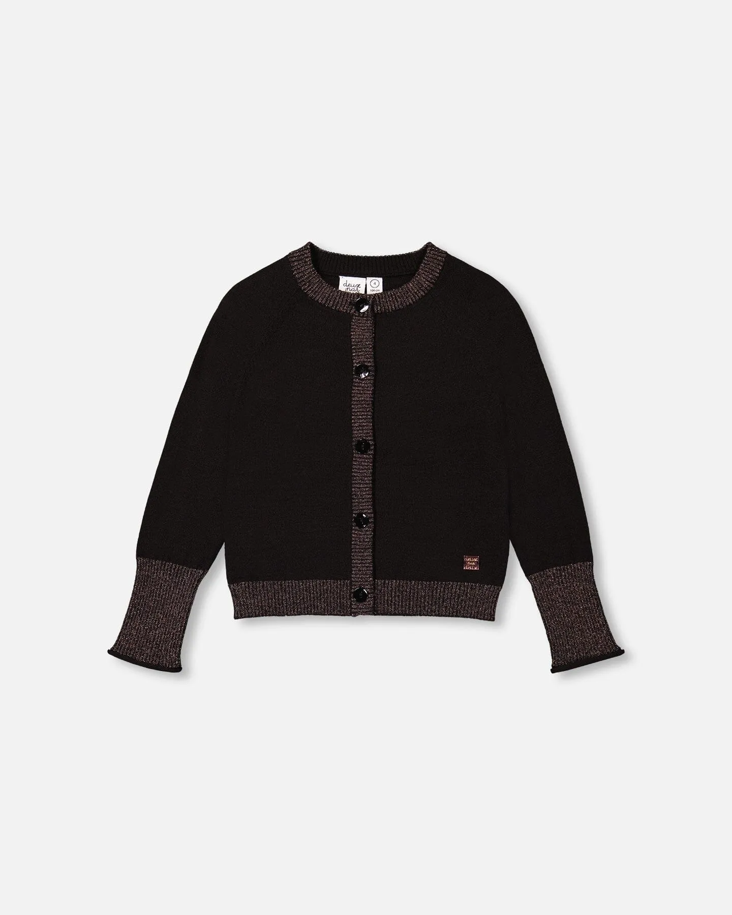 Deux Par Deux girls pink lurex trimmed cardigan