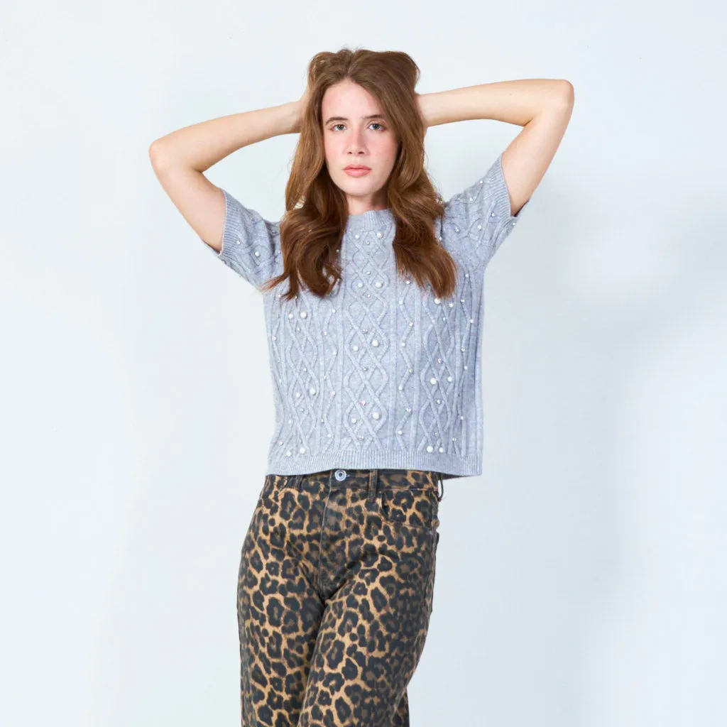 Embellished knit sweater wholesale