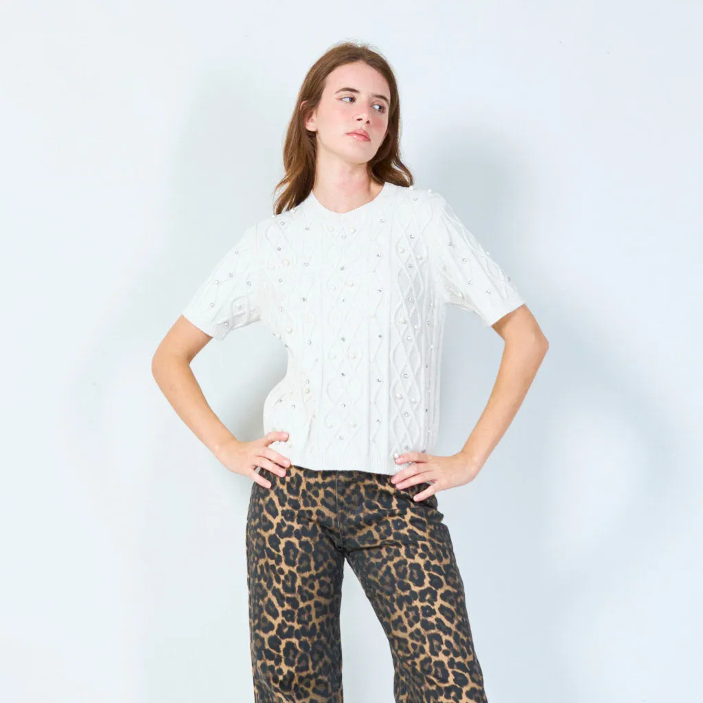 Embellished knit sweater wholesale