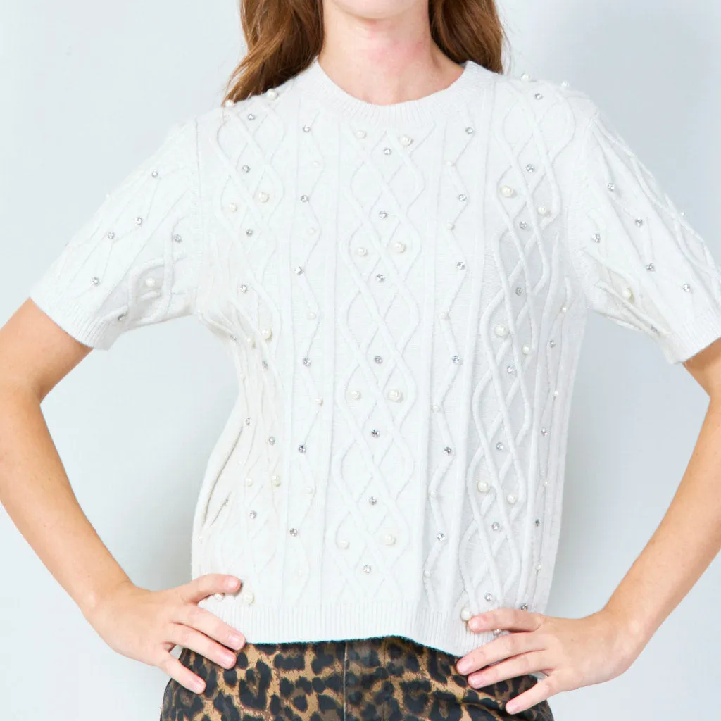 Embellished knit sweater wholesale