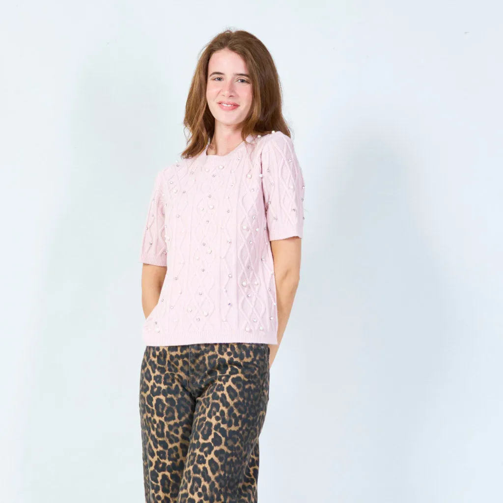 Embellished knit sweater wholesale