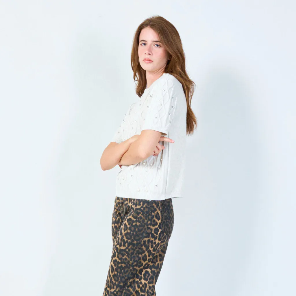 Embellished knit sweater wholesale