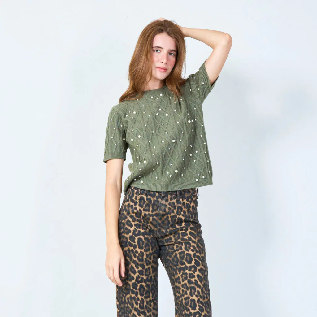 Embellished knit sweater wholesale