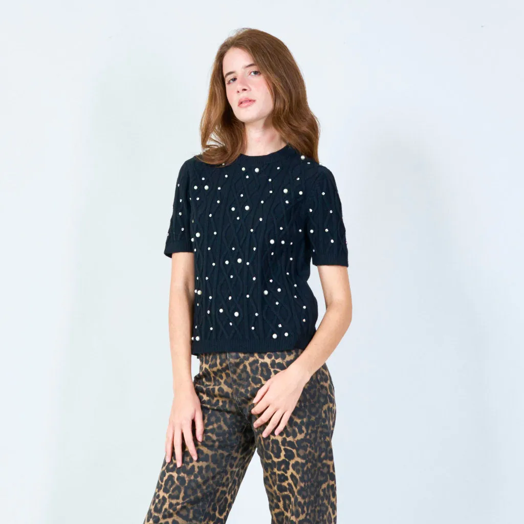 Embellished knit sweater wholesale