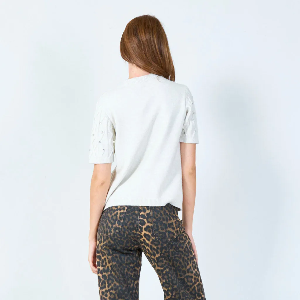 Embellished knit sweater wholesale