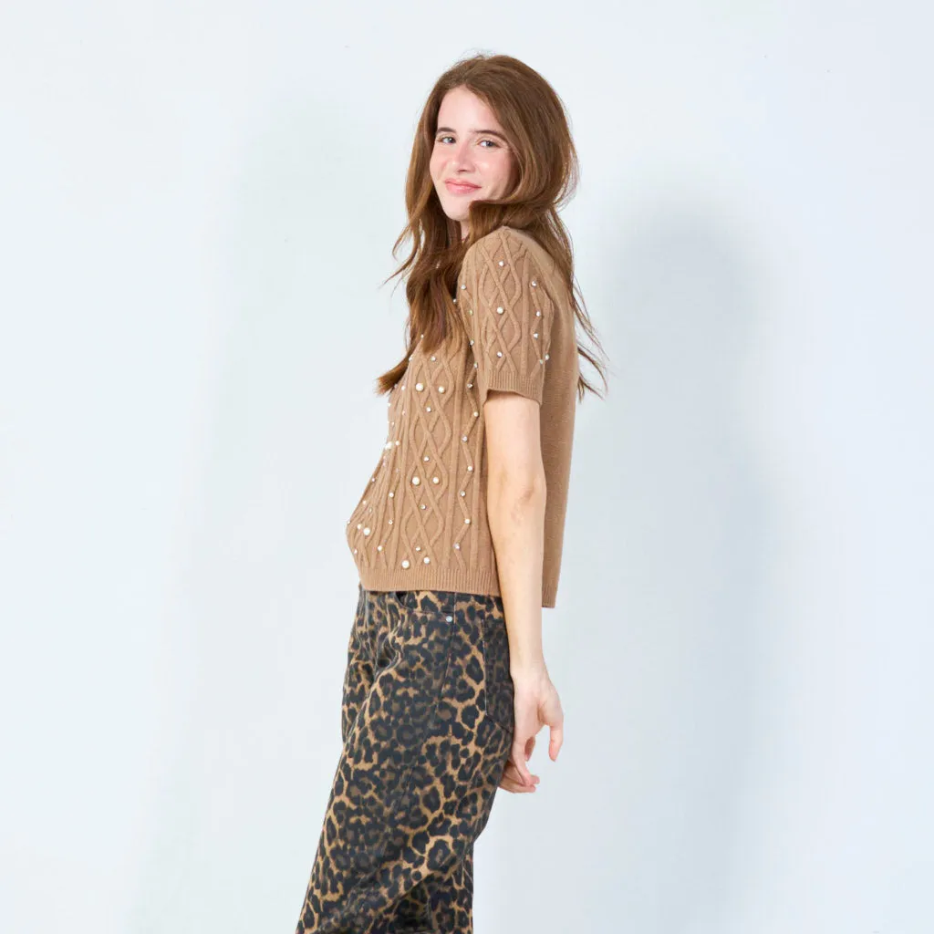 Embellished knit sweater wholesale