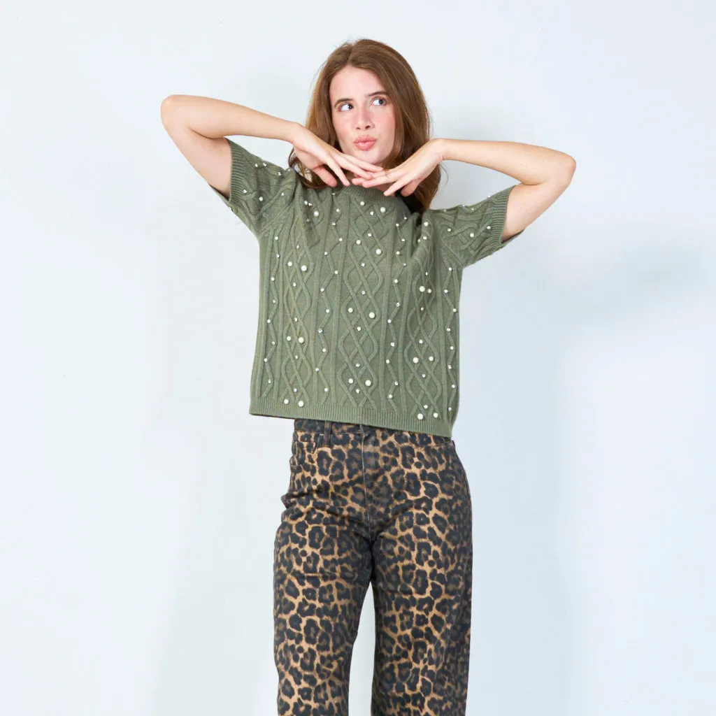Embellished knit sweater wholesale