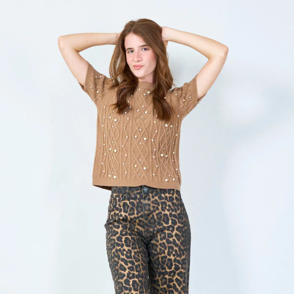Embellished knit sweater wholesale