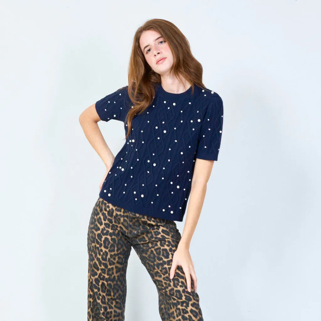 Embellished knit sweater wholesale