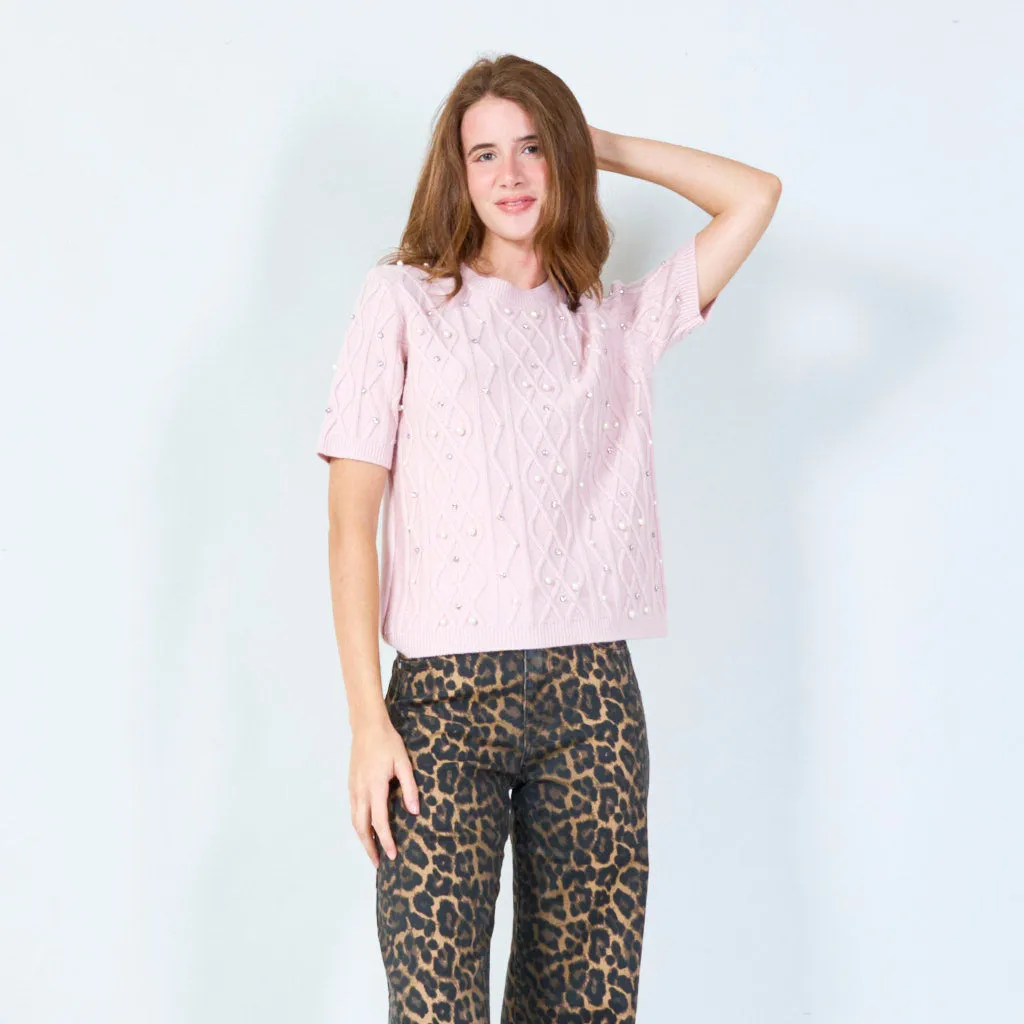 Embellished knit sweater wholesale