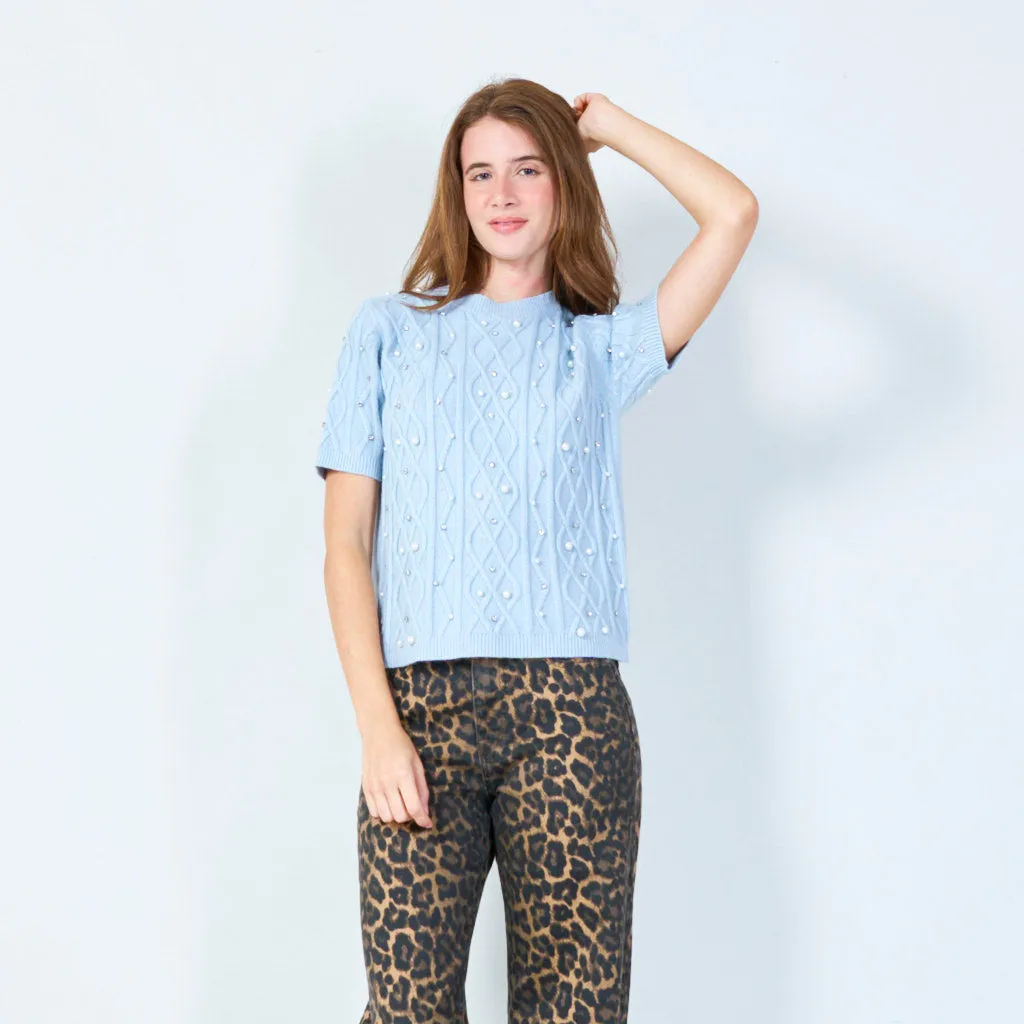 Embellished knit sweater wholesale