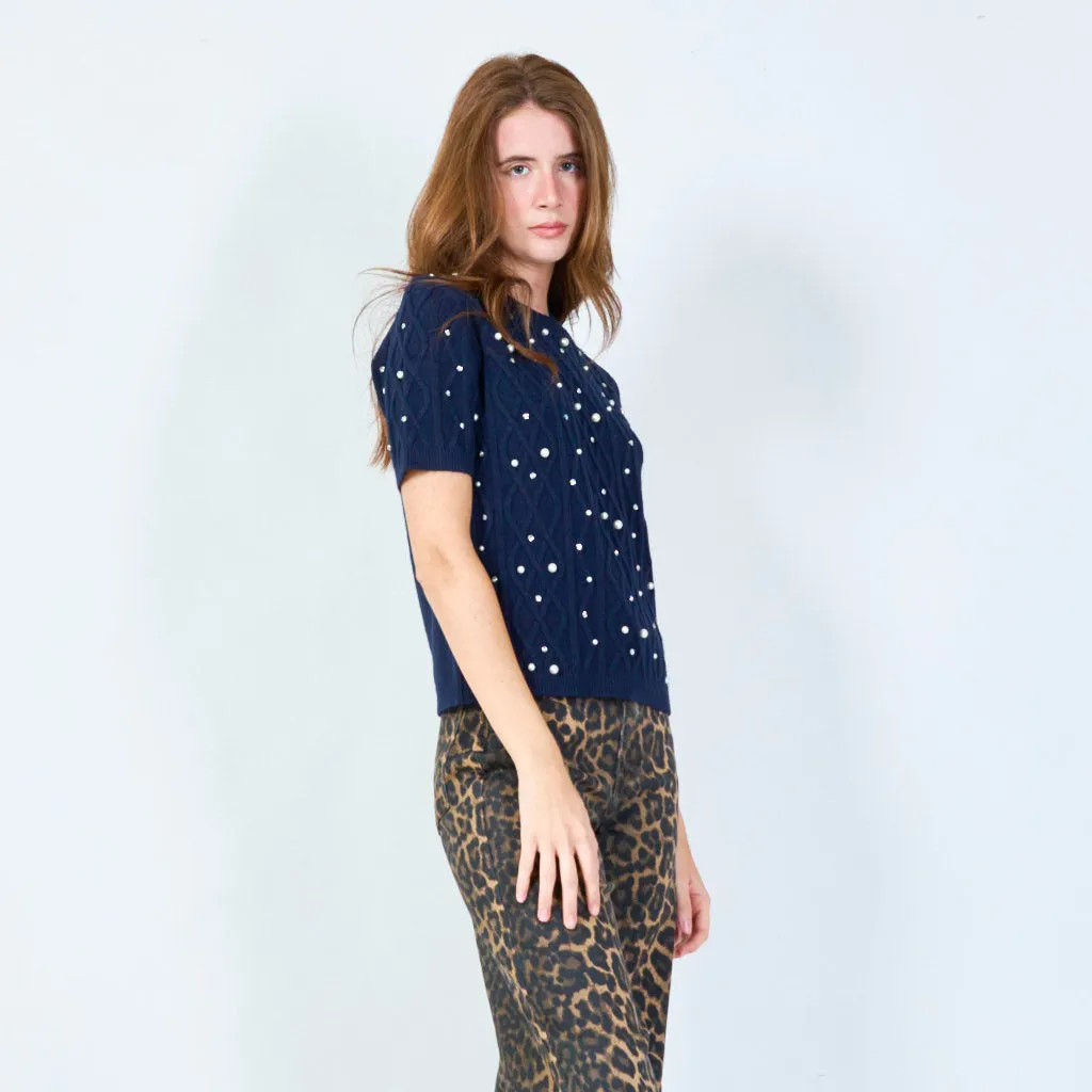 Embellished knit sweater wholesale