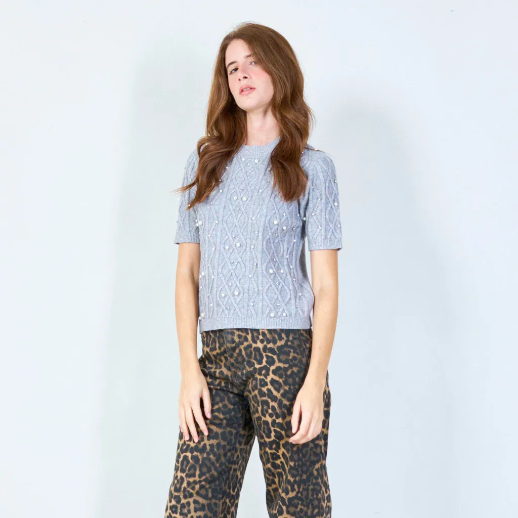 Embellished knit sweater wholesale