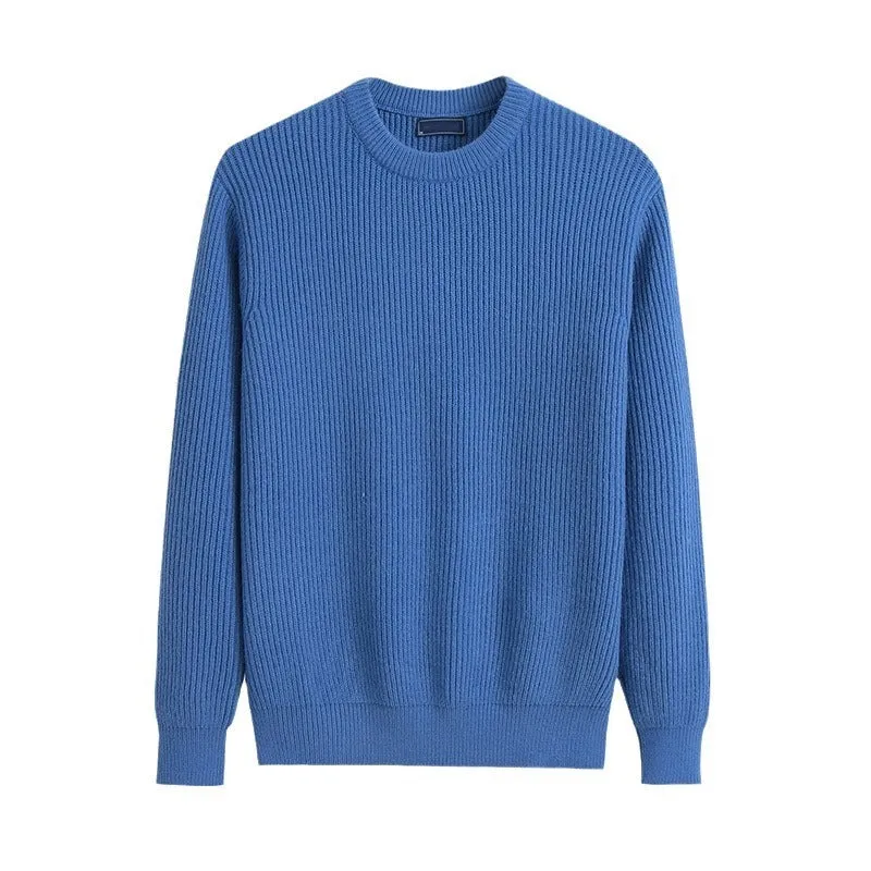 Fall Winter Men Long Sleeve Casual Round Neck Sweater