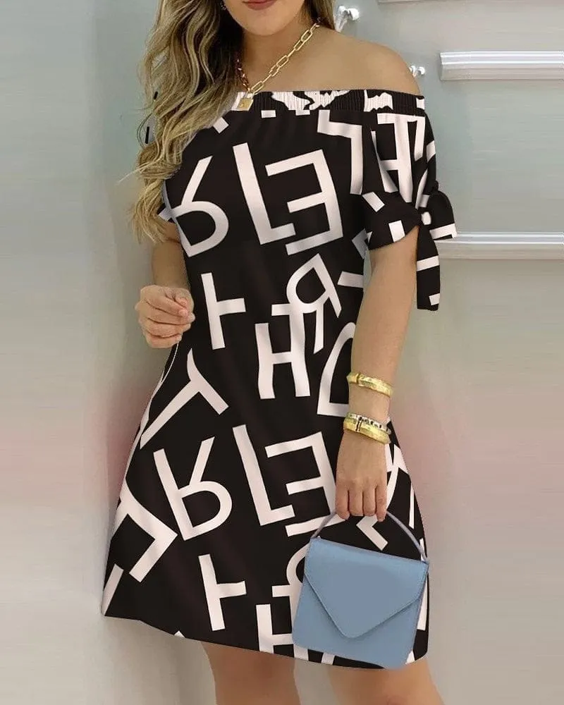 Fashion Casual Stripped Lace up Short Sleeves A Line Mini Dress