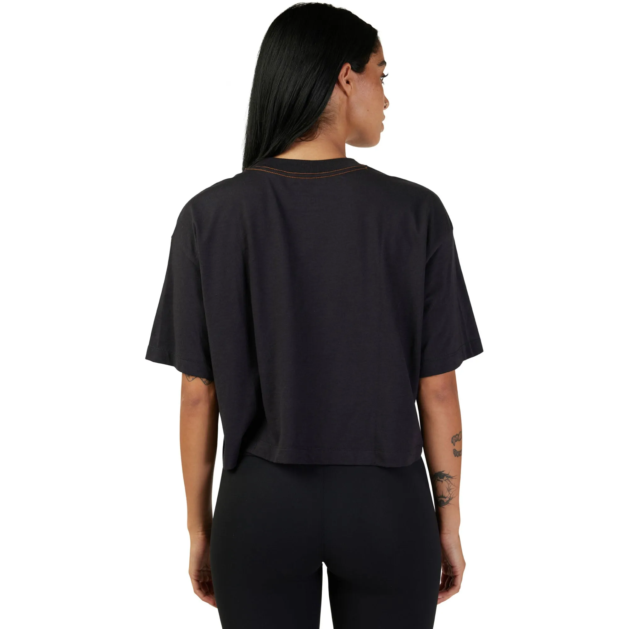 Fox Racing  Womens Cienega Oversized Crop Tee T-Shirt Short Sleeve Cotton Black