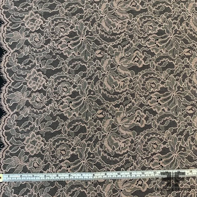 French Chantilly Lace Slight Cording - Biege