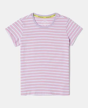 Girl's Super Combed Cotton Striped Short Sleeve T-Shirt - Lavendula