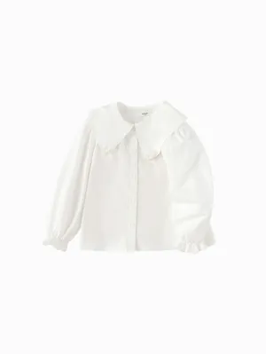 Girls Toddler Peplum White Long Sleeve Shirt