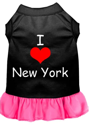 I Heart New York Screen Print Dress Black With Bright Pink Xxl