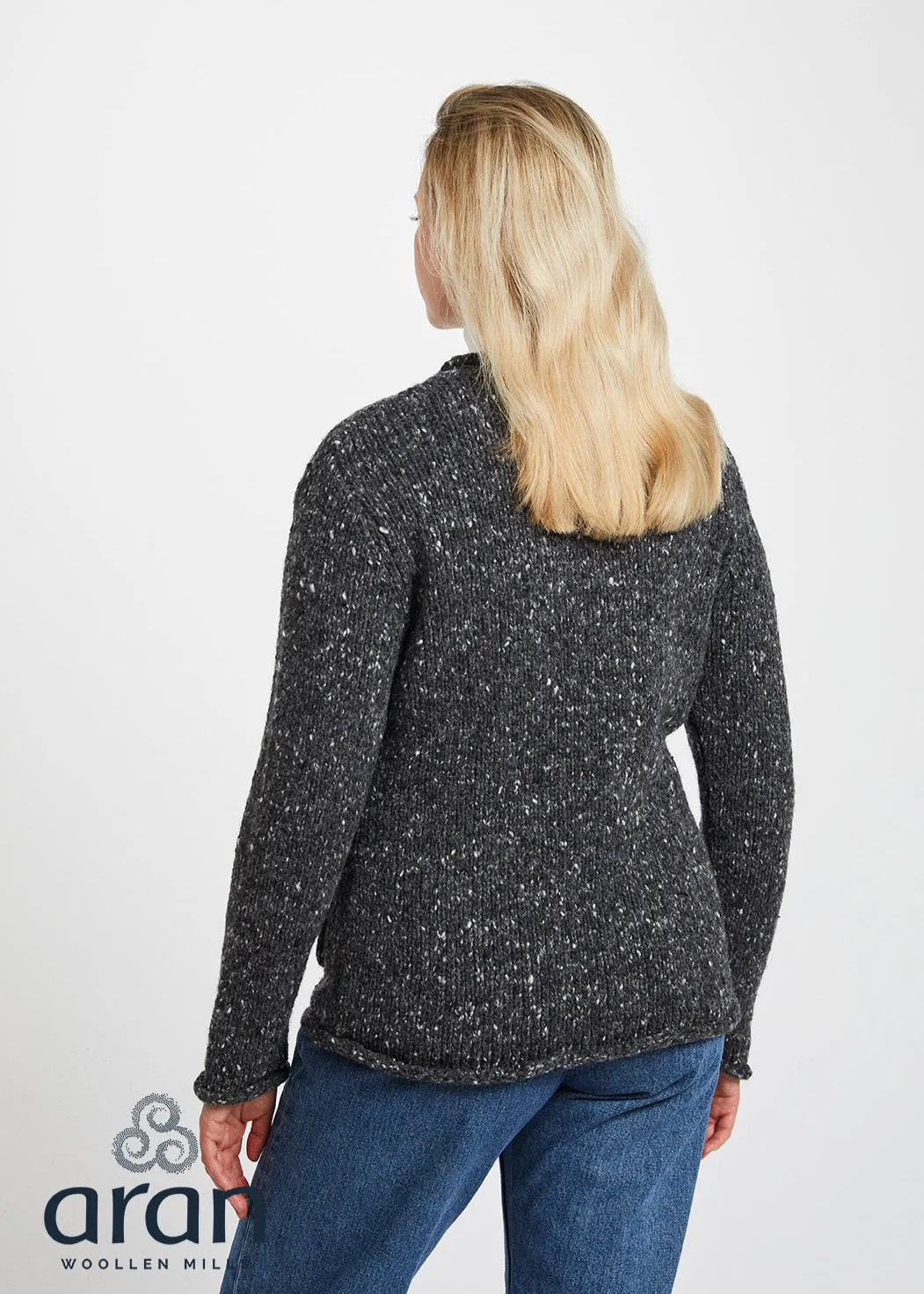 Ladies Donegal Wool Cardigan | Charcoal