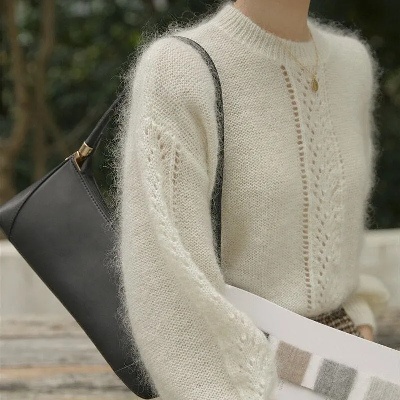 Limiguyue Chic Autumn Jumper O neck Women Sweater Hollow Out Knitting