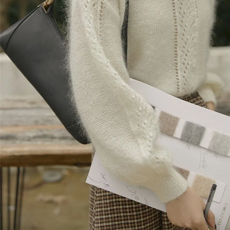 Limiguyue Chic Autumn Jumper O neck Women Sweater Hollow Out Knitting
