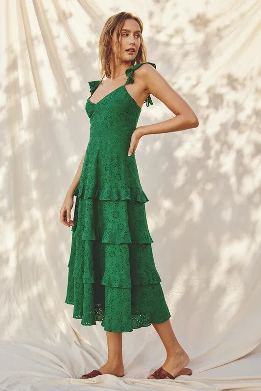 Margot Eyelet Tiered Midi Dress
