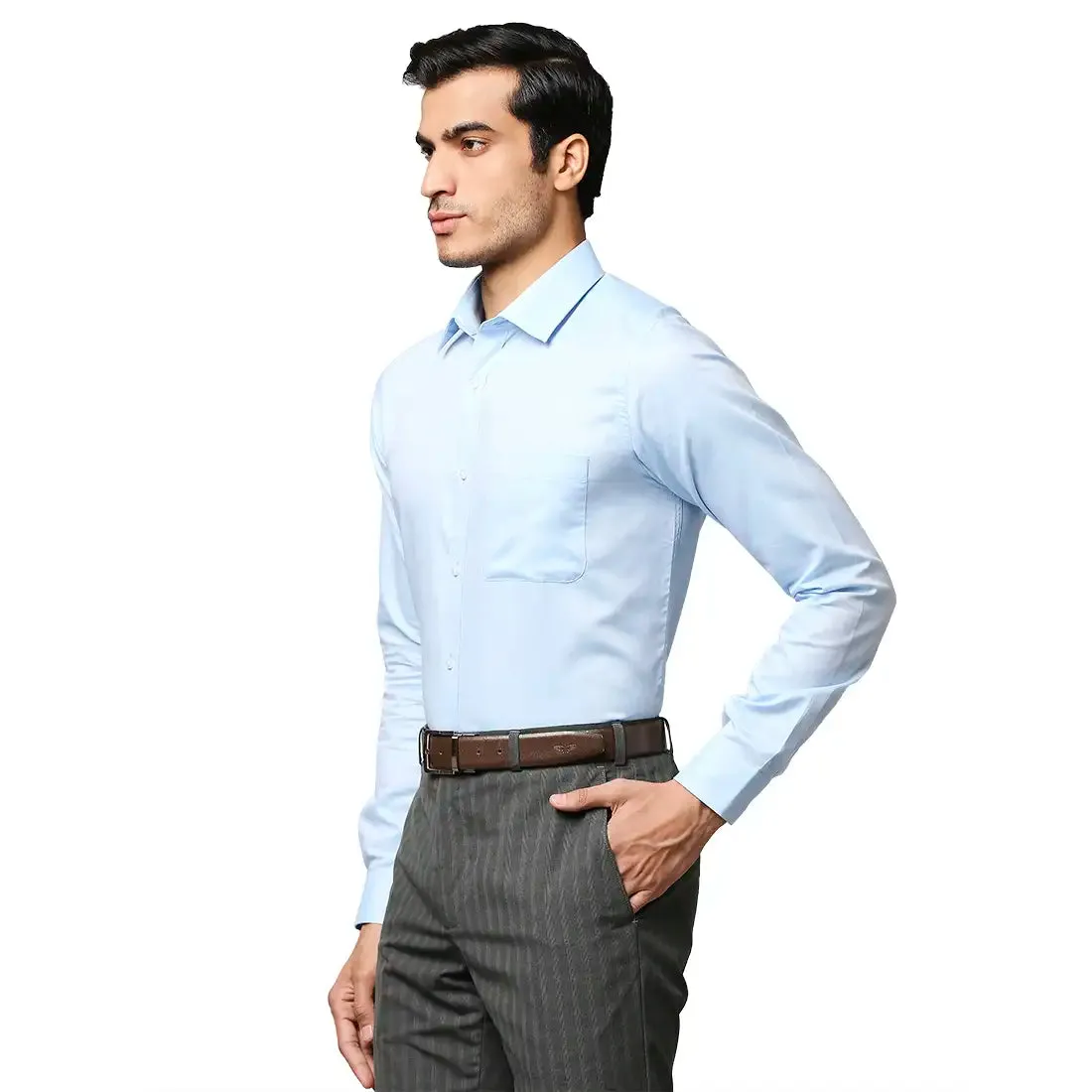 Men Petrol Slim Fit Solid Cotton Half Sleeve Shirts