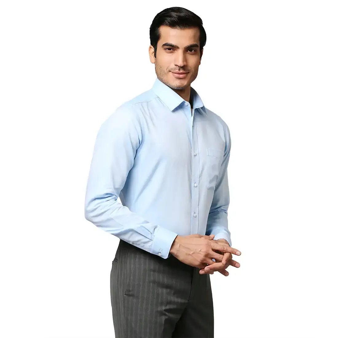Men Petrol Slim Fit Solid Cotton Half Sleeve Shirts