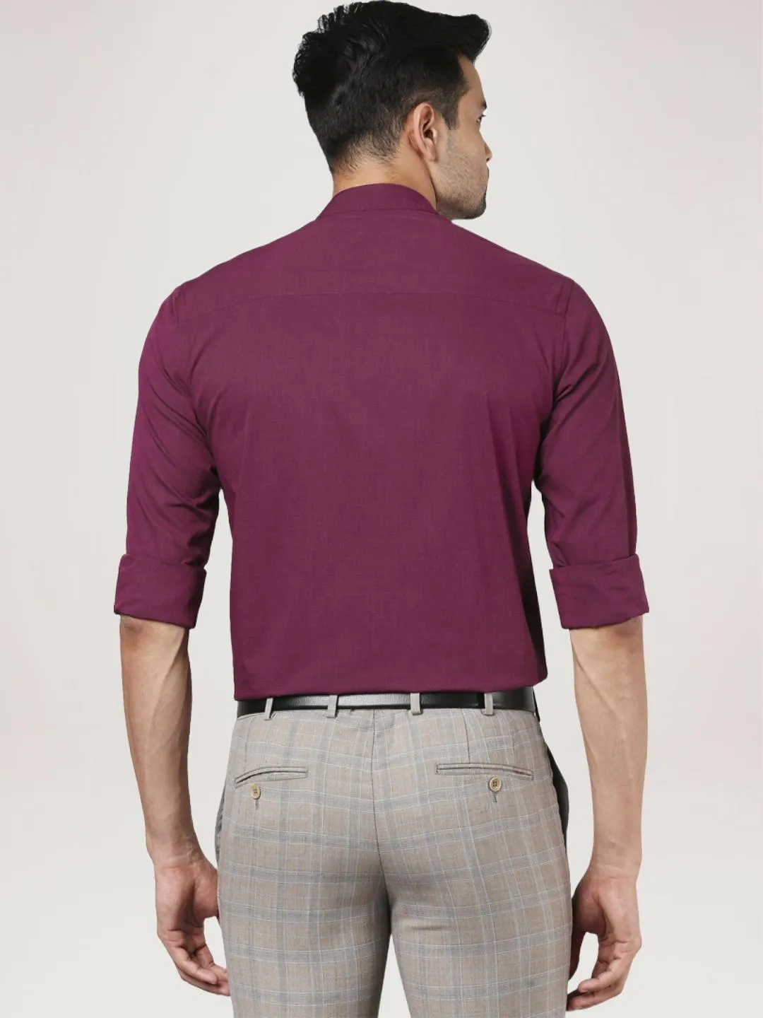 Men Red Contemporary Fit Structure Cotton Full Sleeve Shirts